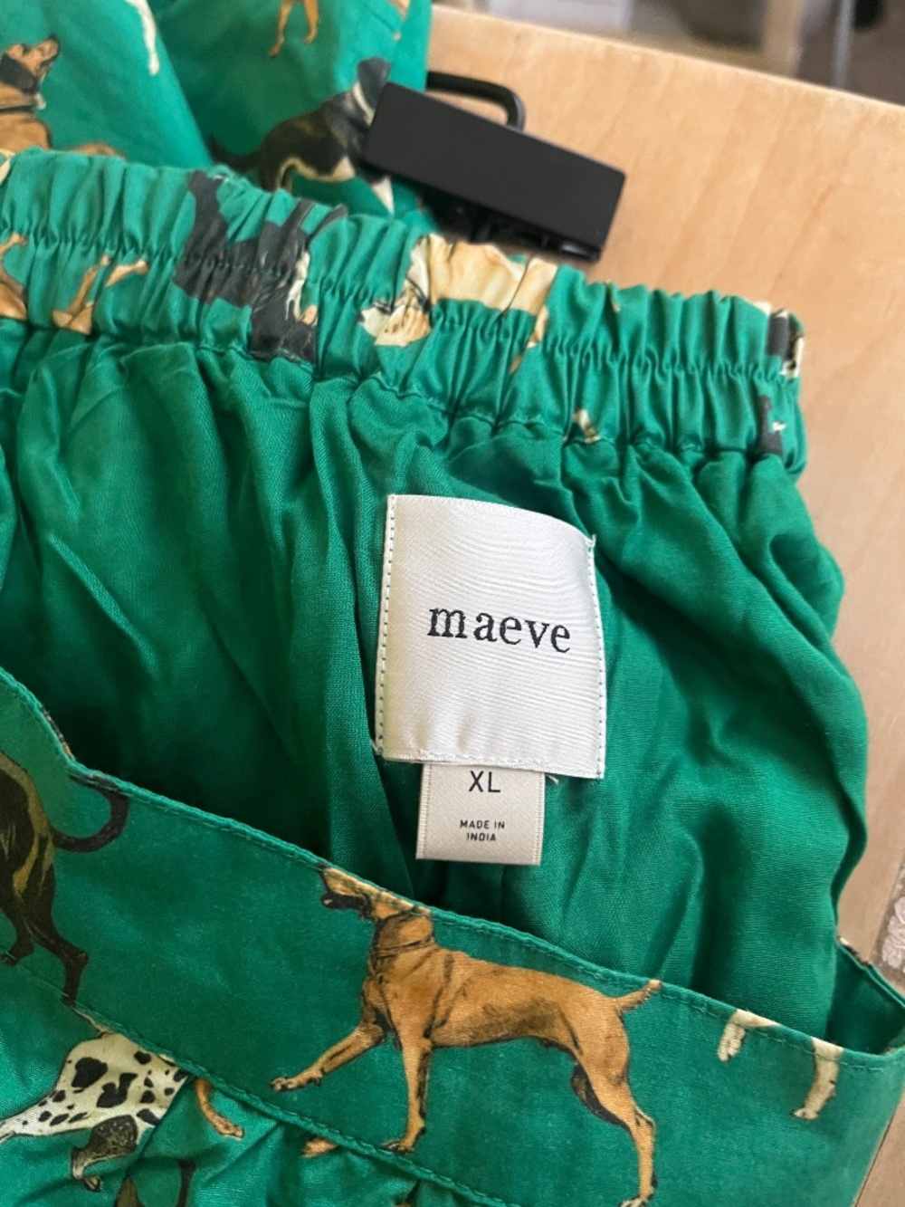 Anthropologie The Jacie Poplin Dog Print Green Maxi Skirt + Tank SET XL - Picture 5 of 6